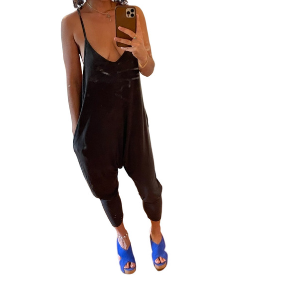 Spiritual Gangster made in USA sexy black harem romper with pockets - Picture 9 of 15